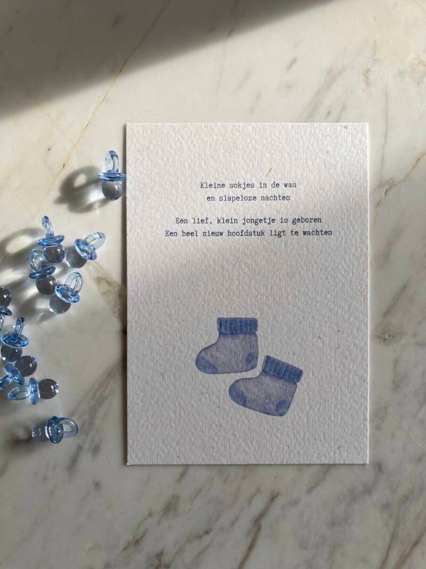Kaart 'sokjes blauw, gedichtje'