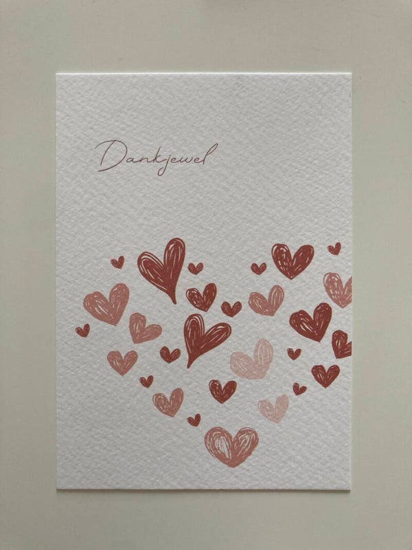 Kaart 'dankjewel, hartjes'