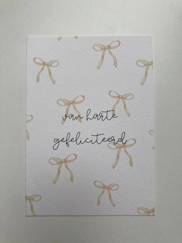 Kaart 'van harte gefeliciteerd, strikken'