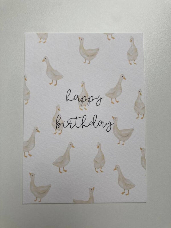 Kaart 'happy birthday, gansjes'