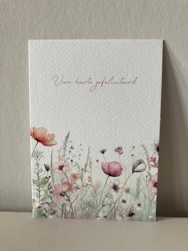 Kaart 'gefeliciteerd, wilde bloemen'