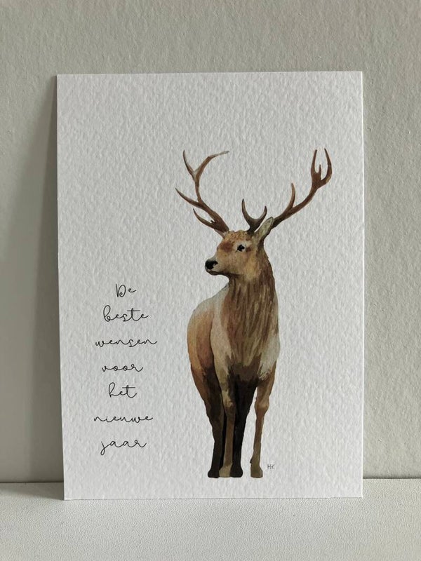 Kaart 'hert, beste wensen' (inclusief sticker)