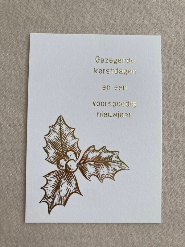 Kaart 'hulstblaadje' (inclusief gouden sticker)