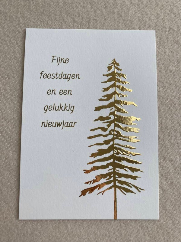 Kaart 'fijne feestdagen, boom' (inclusief gouden sticker)