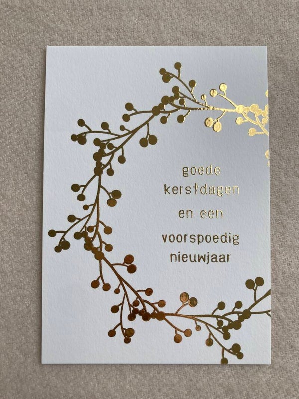 Kaart 'kerstkrans' (inclusief gouden sticker)