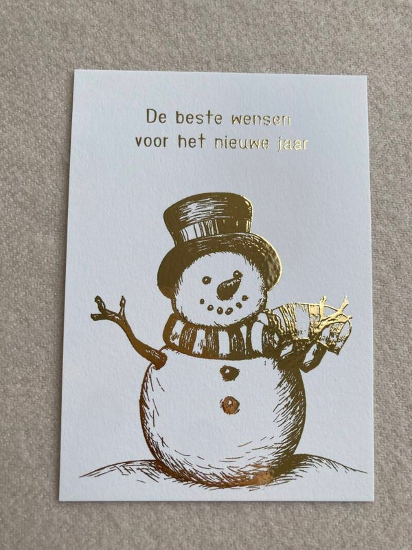 Kaart 'sneeuwpop' (inclusief gouden sticker)