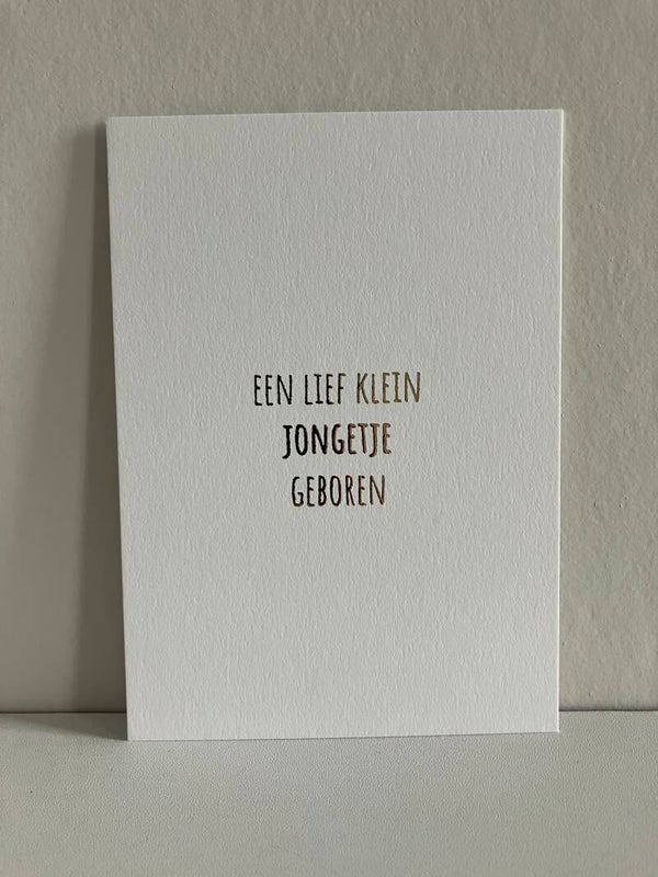 Kaart 'een jongen geboren' (goudfolie)