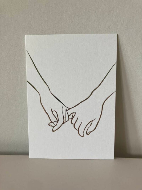 Kaart 'hand in hand' (goudfolie)