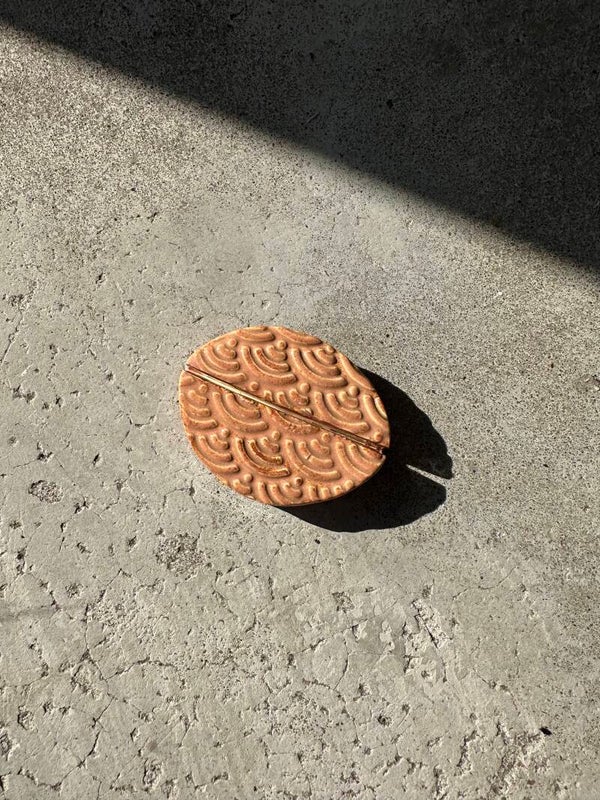 Kaarthouder keramiek, terra met boogjes
