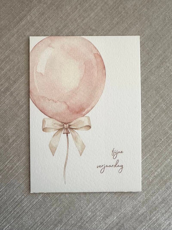 Kaart 'roze ballon, fijne verjaardag'