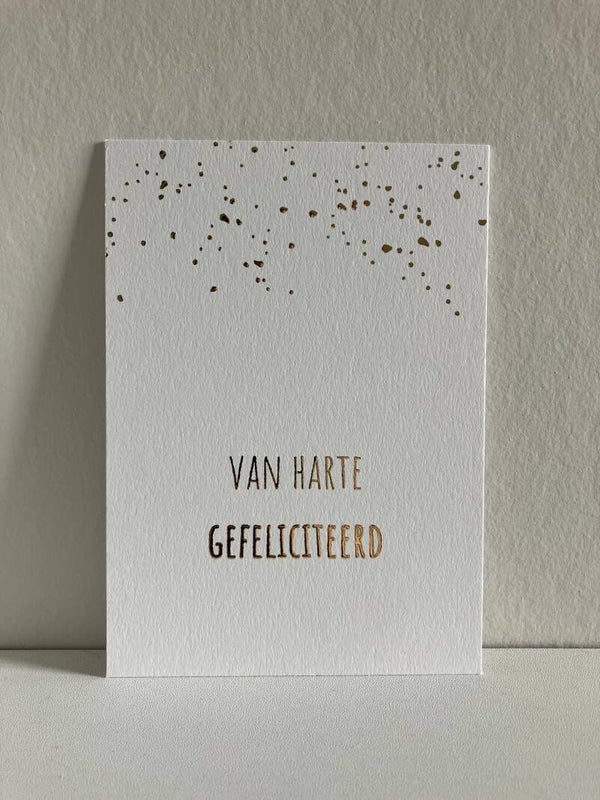 Kaart 'gefeliciteerd, confetti' (goudfolie)