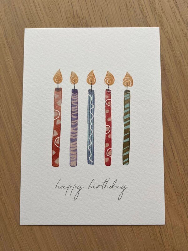 Kaart 'happy birthday, kaarsen'