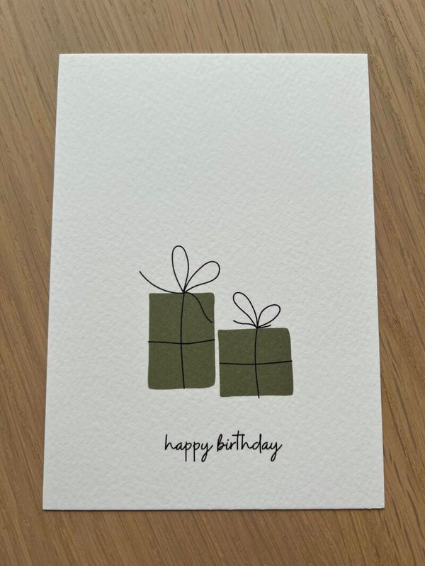 Kaart 'happy birthday, groene kadootjes',