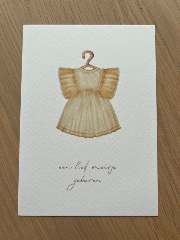 Kaart 'meisje, geel jurkje'