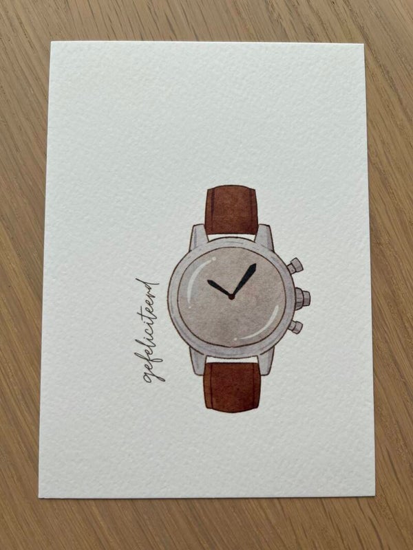 Kaart 'gefeliciteerd, horloge'