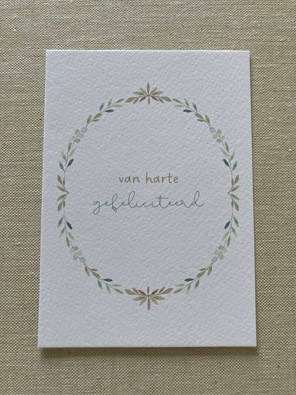 Kaart 'van harte gefeliciteerd, ovaal'