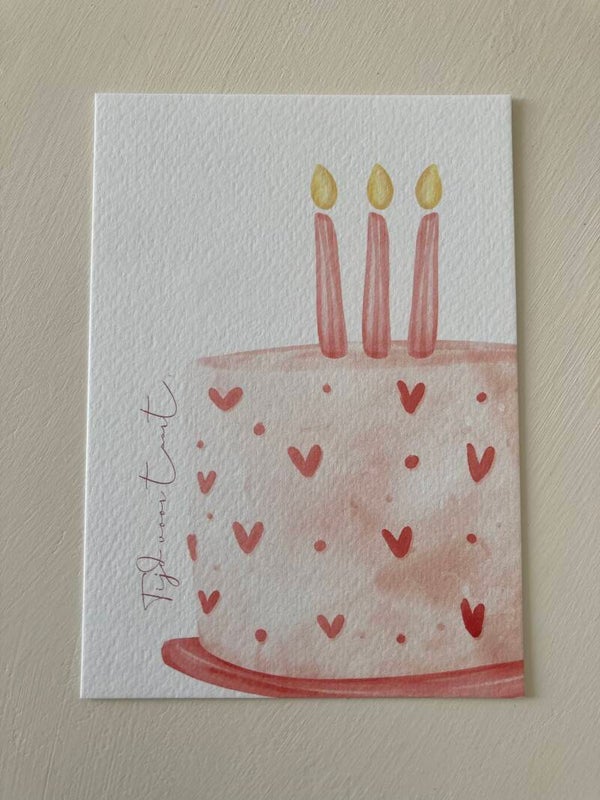 Kaart ‘tijd voor taart, roze’