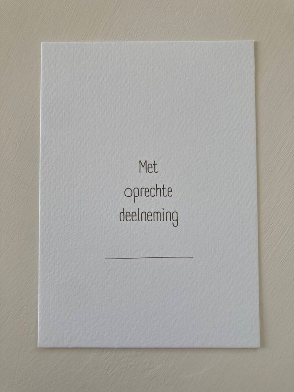Kaart ‘met oprechte deelneming, streep’
