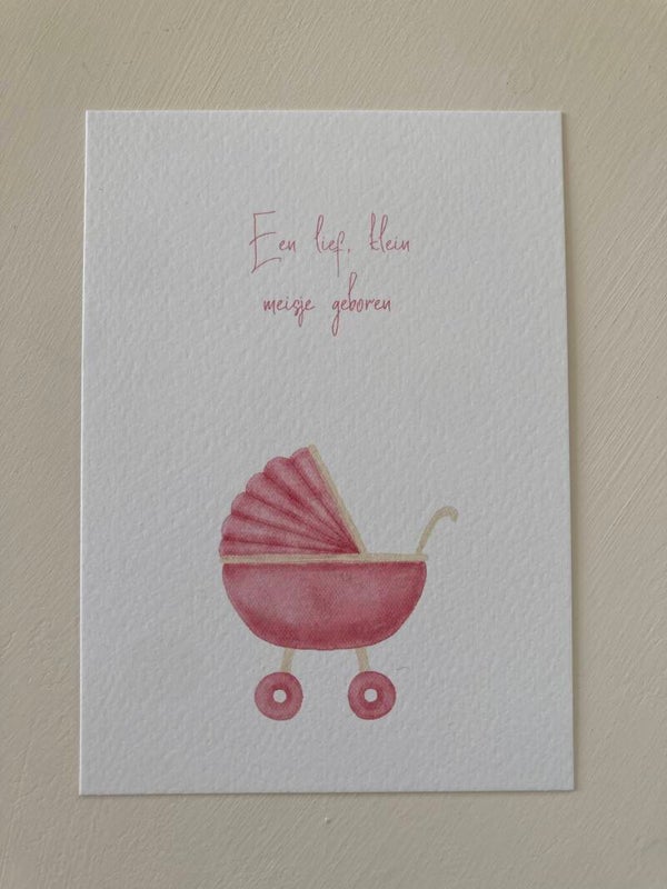 Kaart ‘een meisje, kinderwagen’