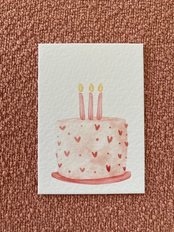 Mini-kaartje ‘roze taart’