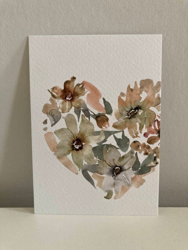 Kaart 'hart, bloemen'