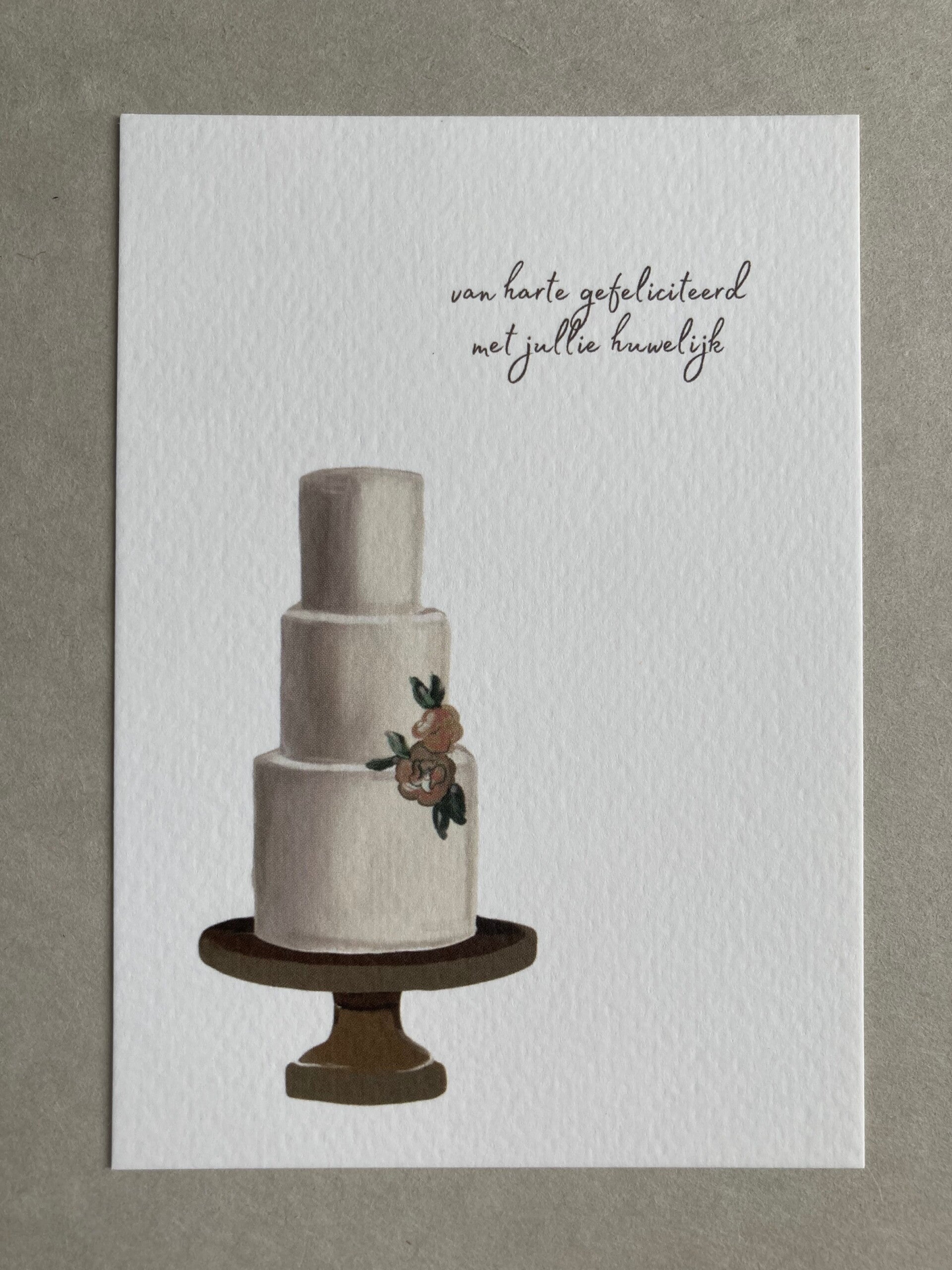 Kaart 'huwelijk, bruidstaart'