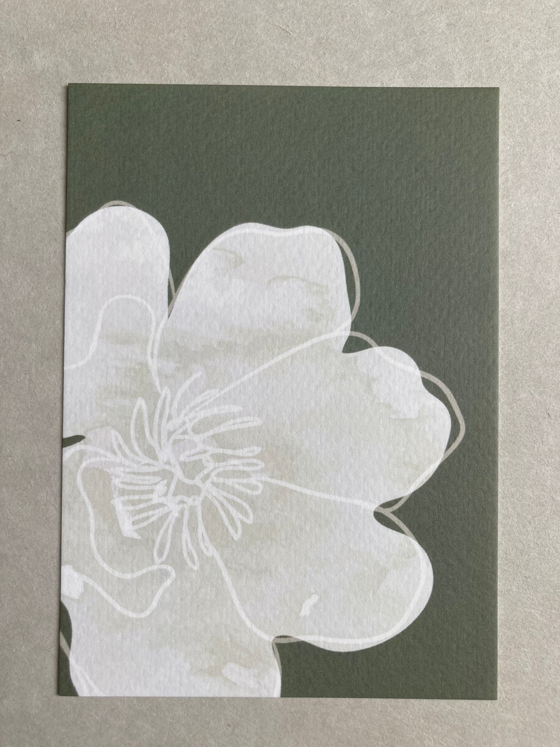 Kaart 'grote bloem, wit'