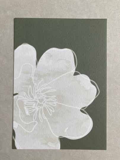 Kaart 'grote bloem, wit'