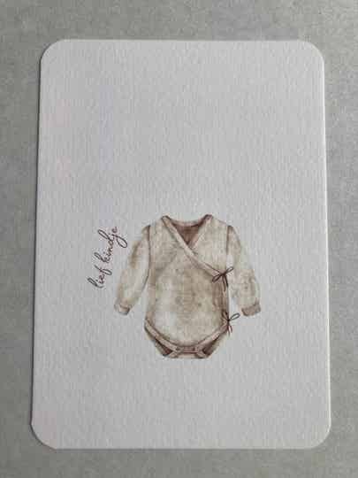 Kaart 'een baby, bruin rompertje'
