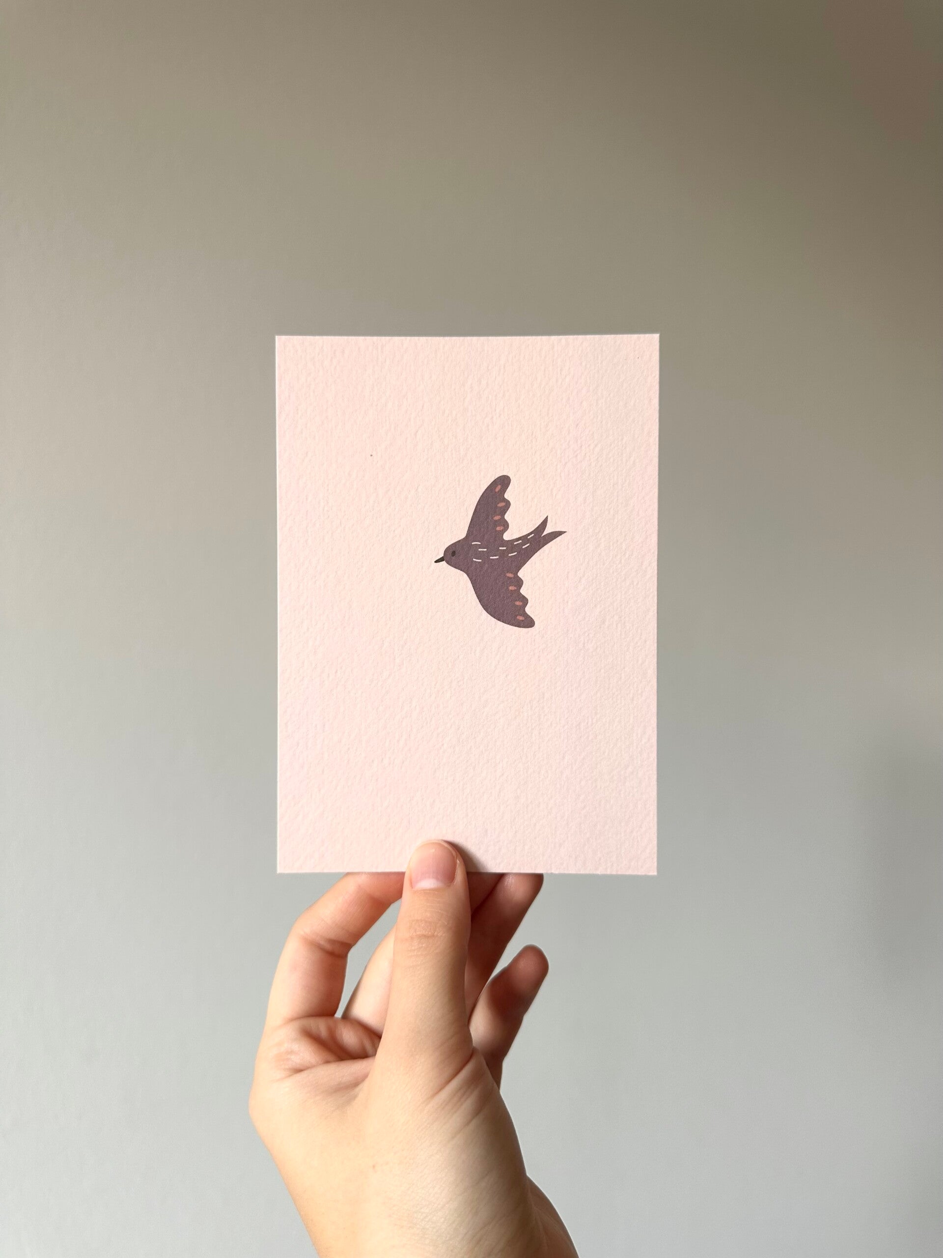 Kaart 'vogel, roze/paars'