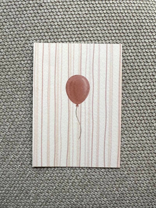 Kaart 'roze ballon met streepjesprint'