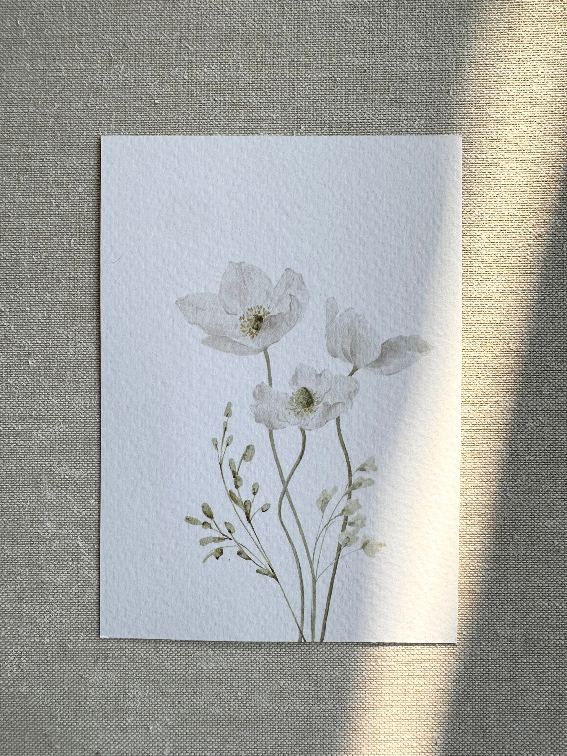 Kaart 'witte bloemen op steel'