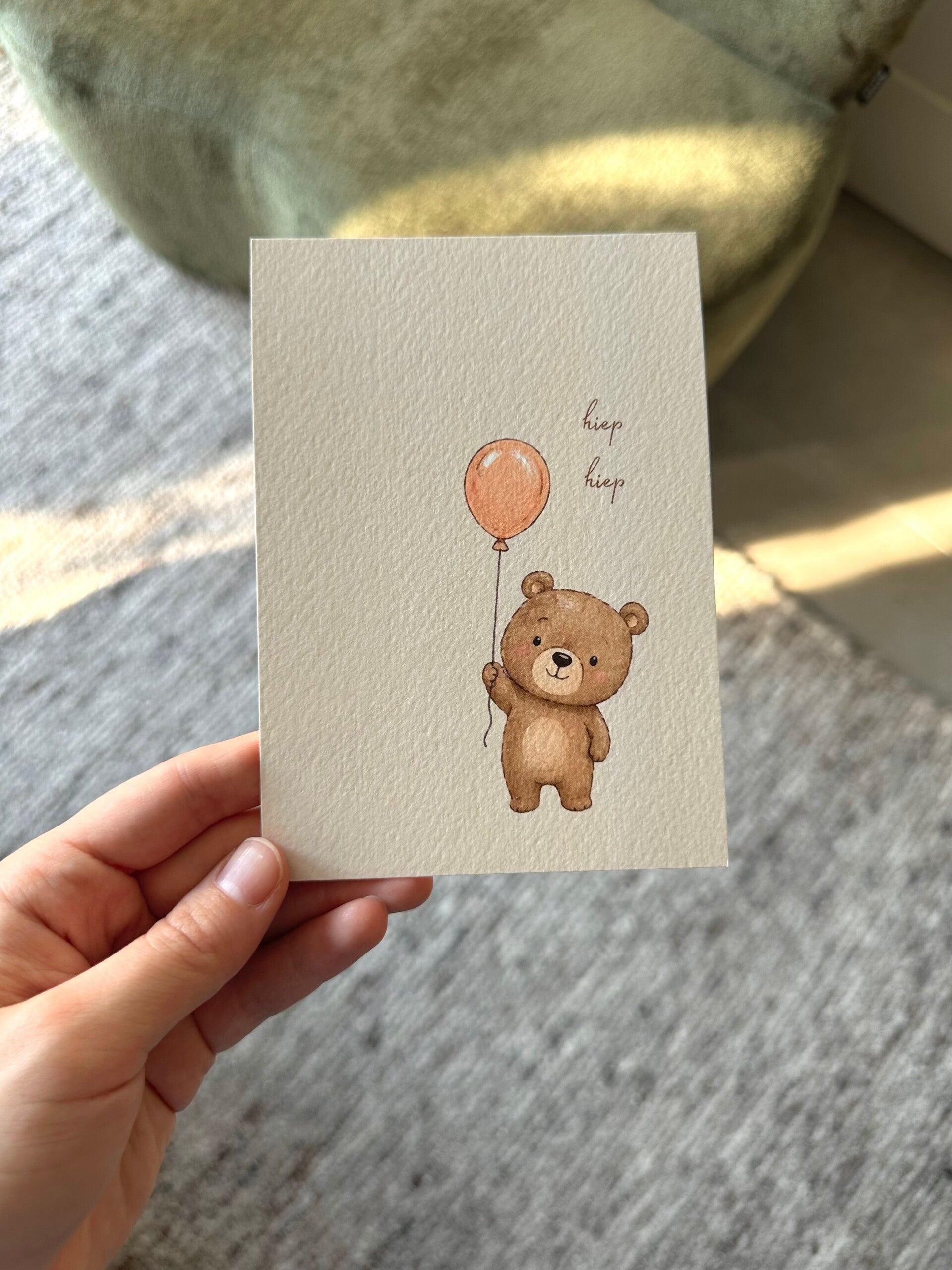 Kaart 'hiep hiep, beertje met ballon'