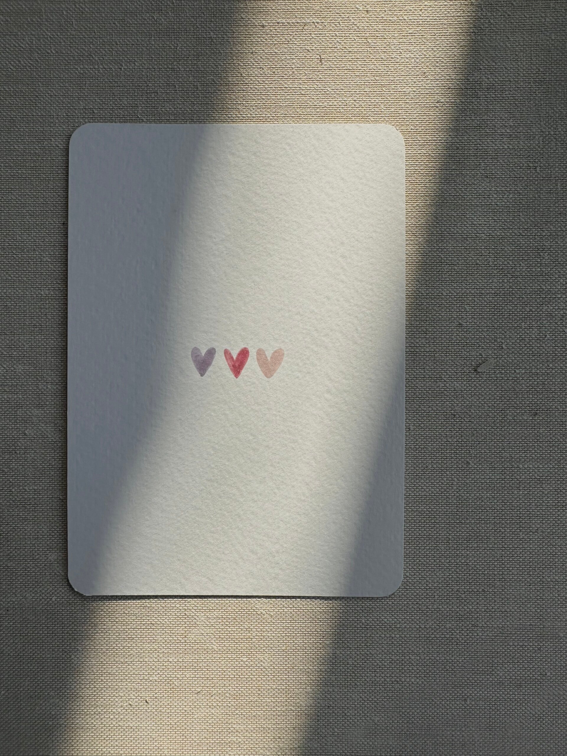 Kaart 'hartjes, roze/paars'