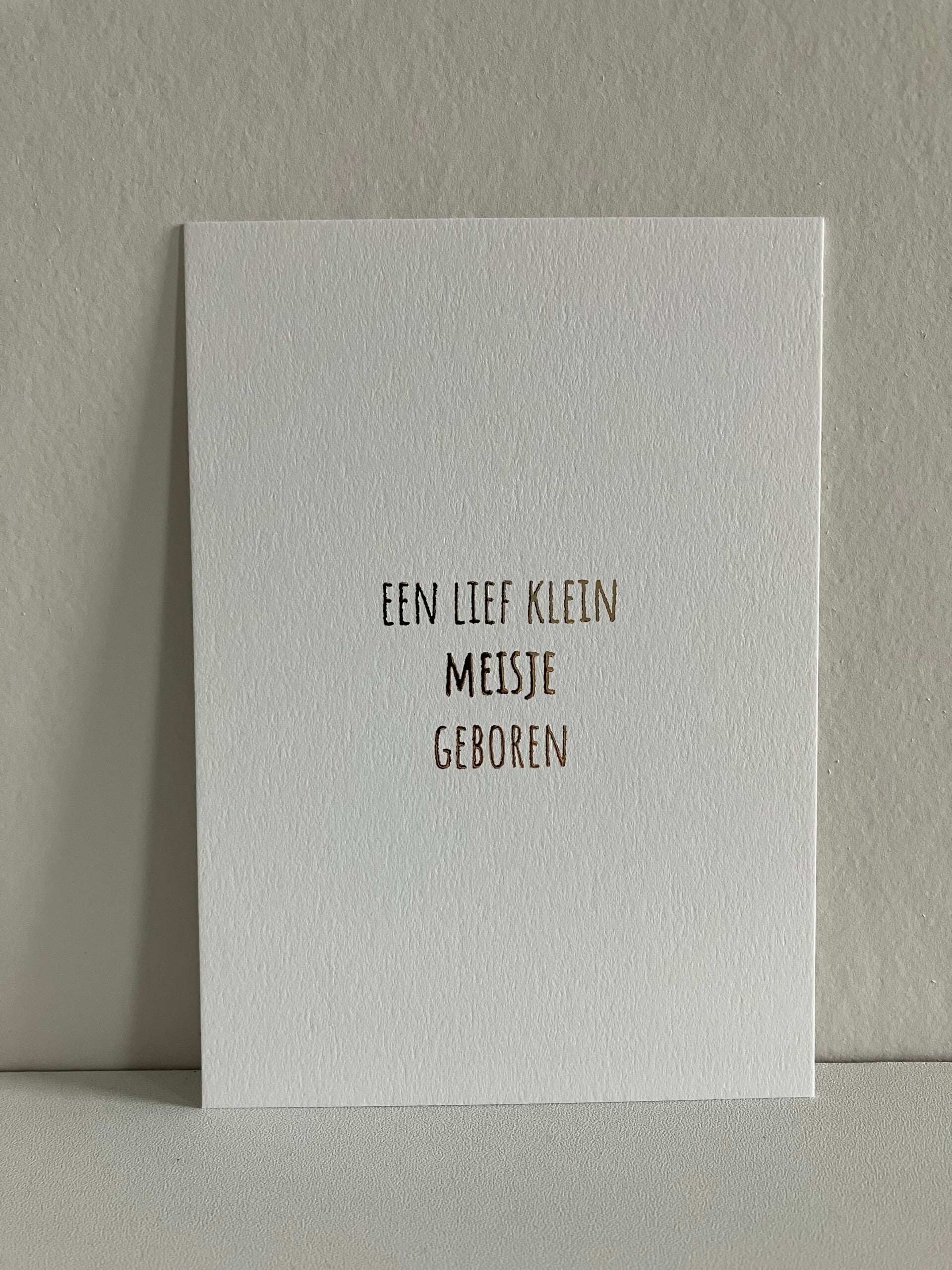 Kaart 'een meisje geboren' (goudfolie)