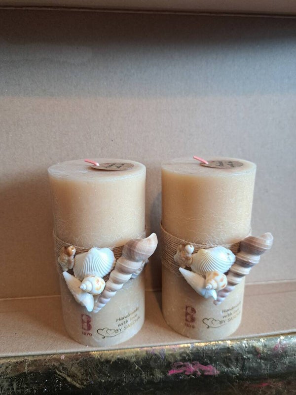 Strand kaarsen beige