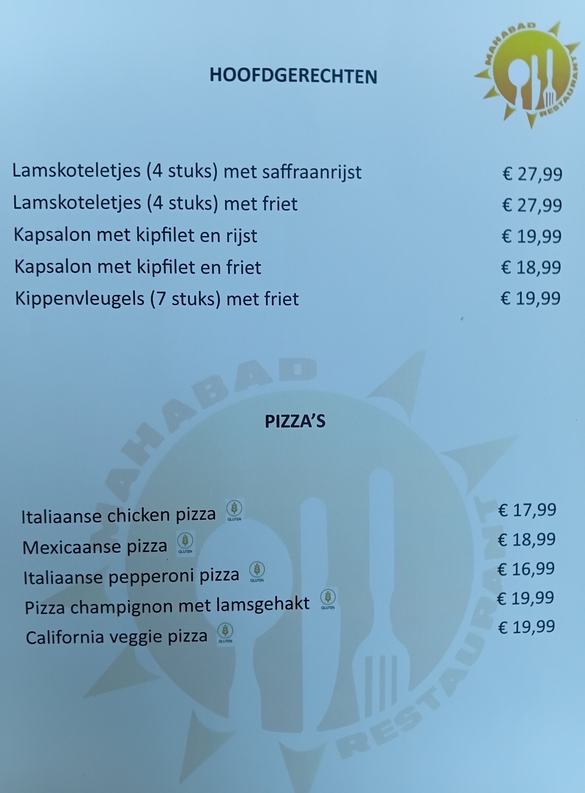 Foto van het menu en de gerechten bij Royal Zevenaar 