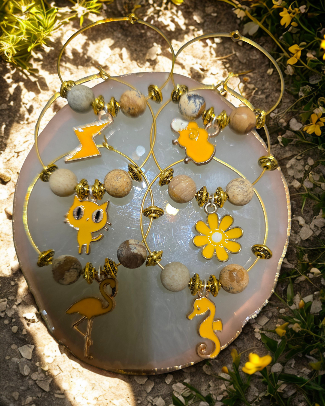🌻 "Golden Hour" wine glass charms