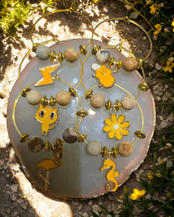 🌻 "Golden Hour" wine glass charms