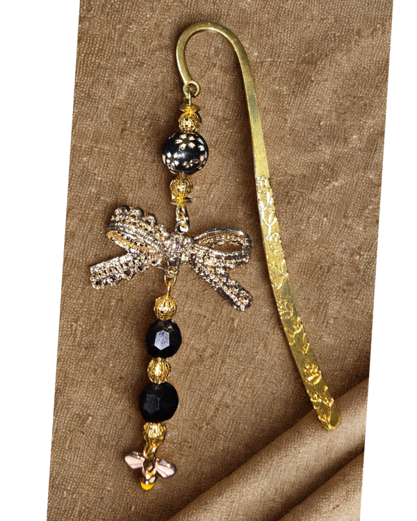 Golden Bow & Bee Bookmark