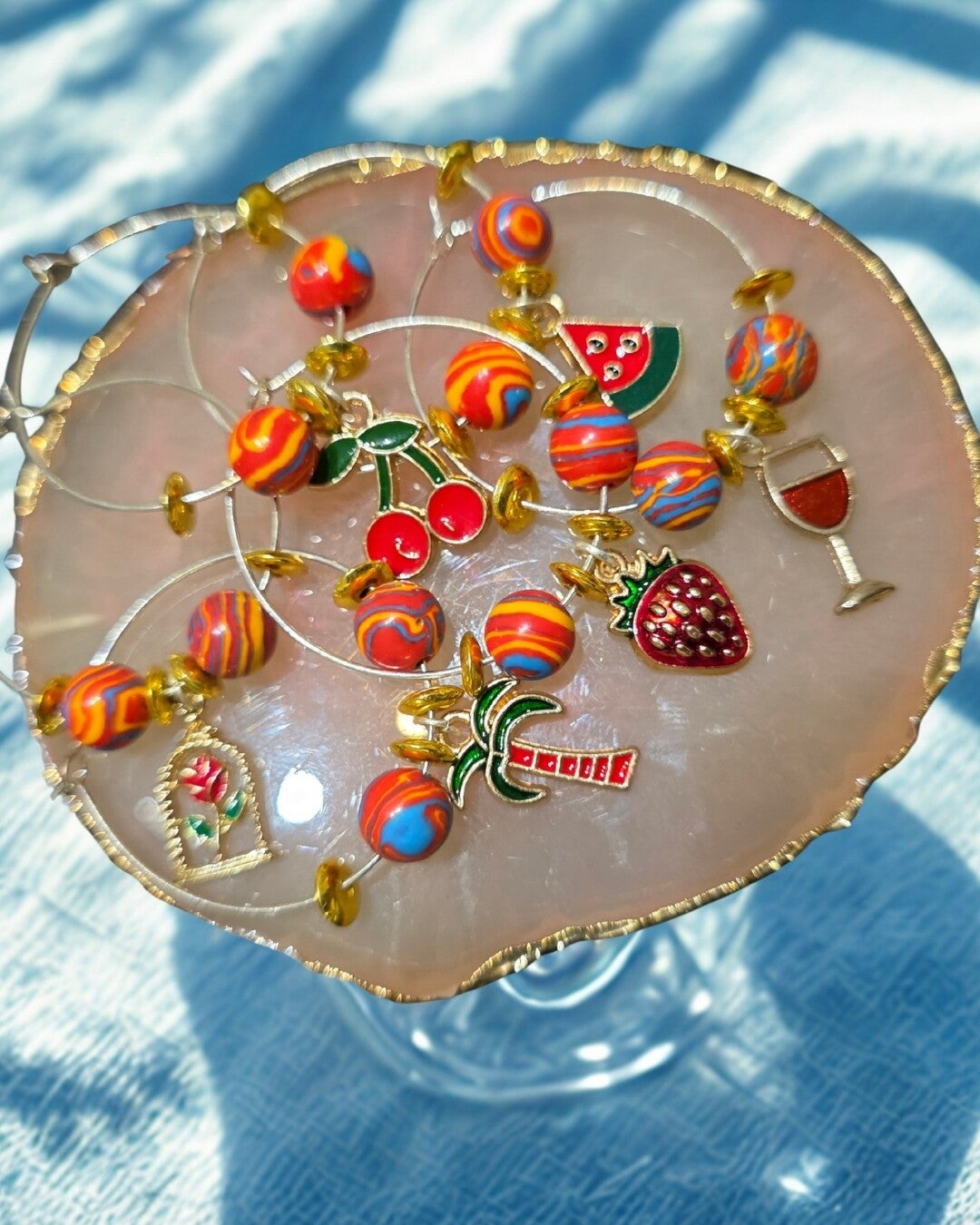🌈 "Fiesta" wine glass charms