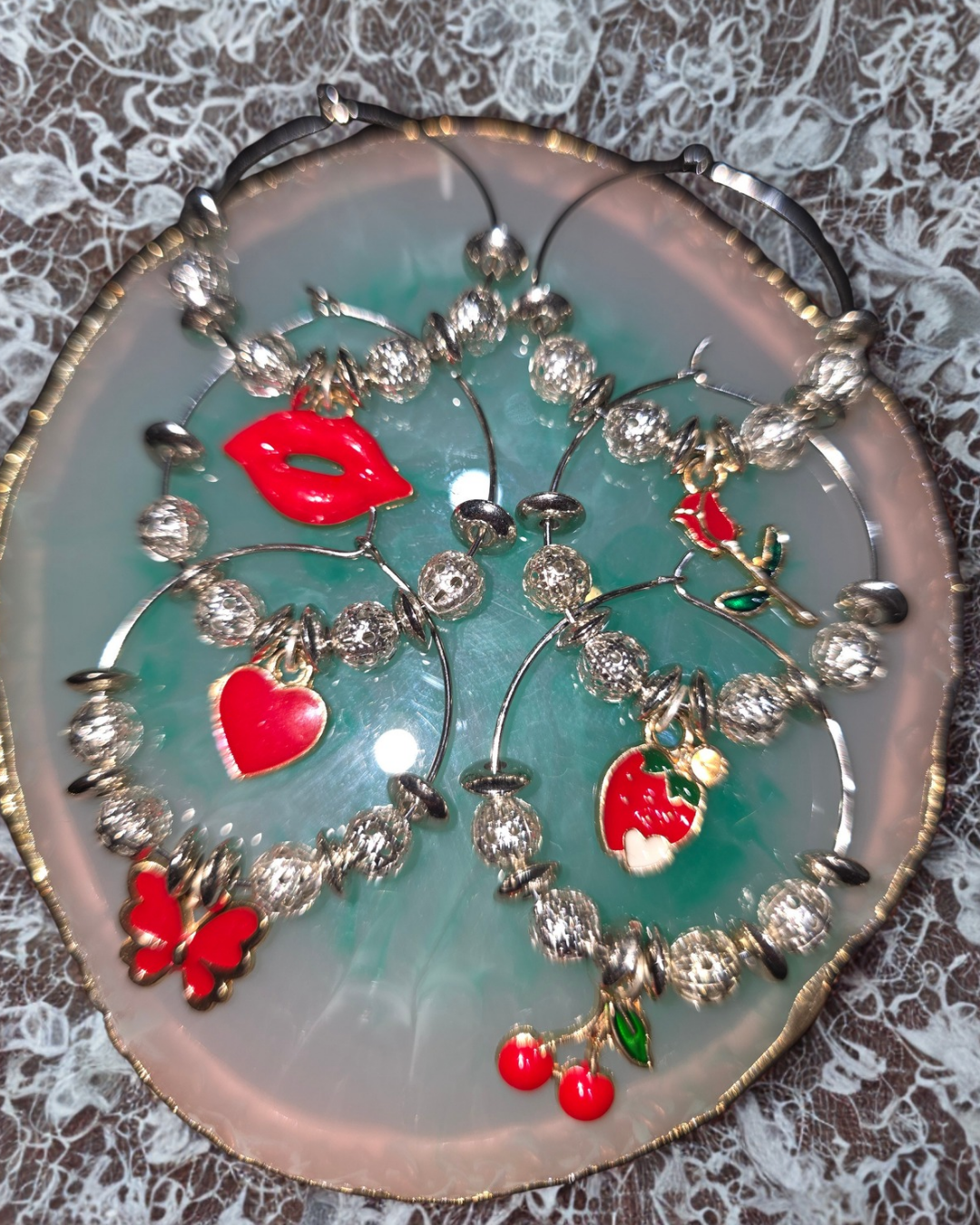❤️ "Rouge" wine glass charms