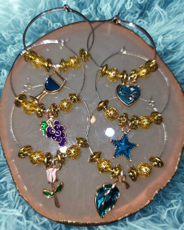 🌊 "Blue Velvet" wine glass charms
