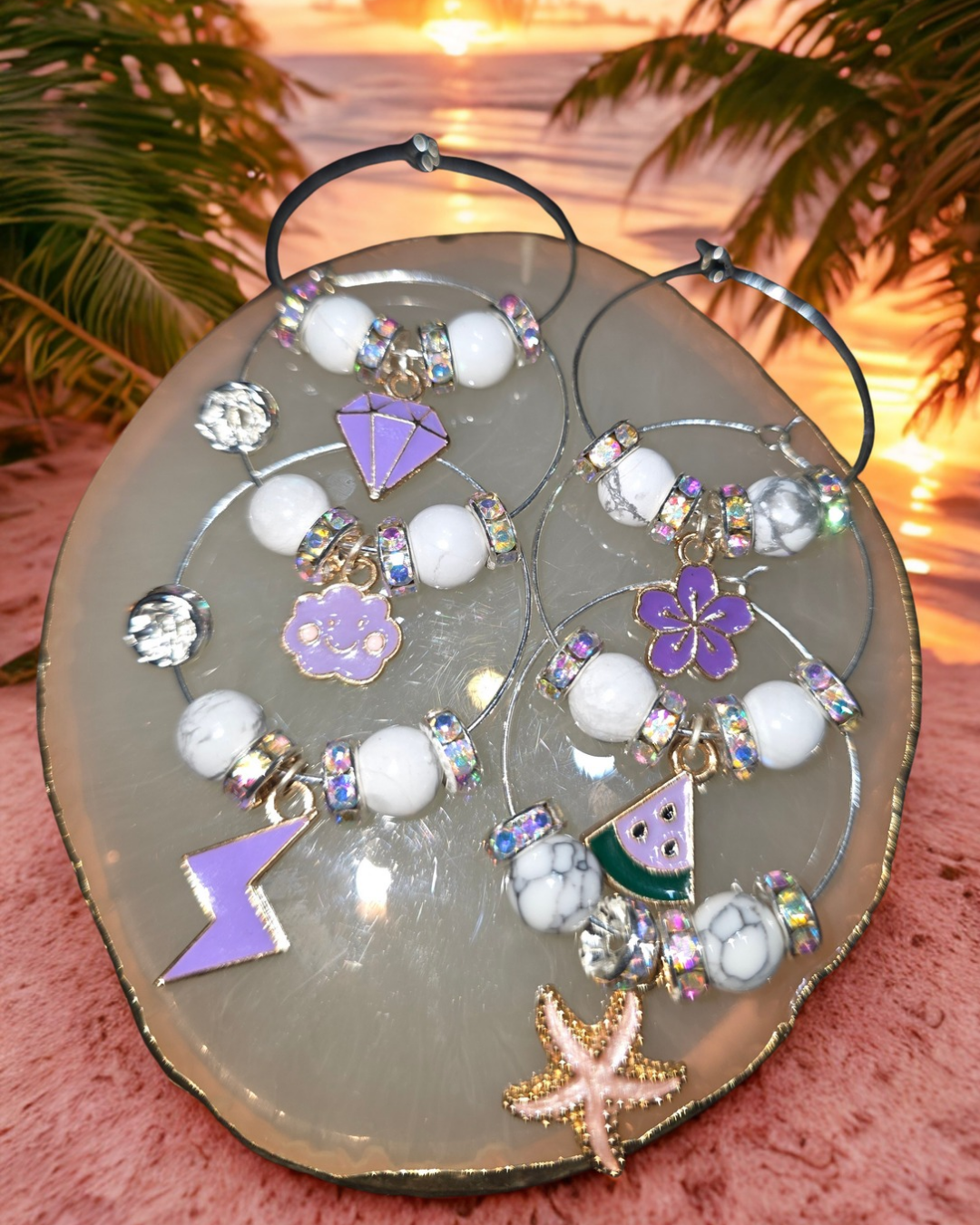 💜 "Lilac Dream" wine glass charms