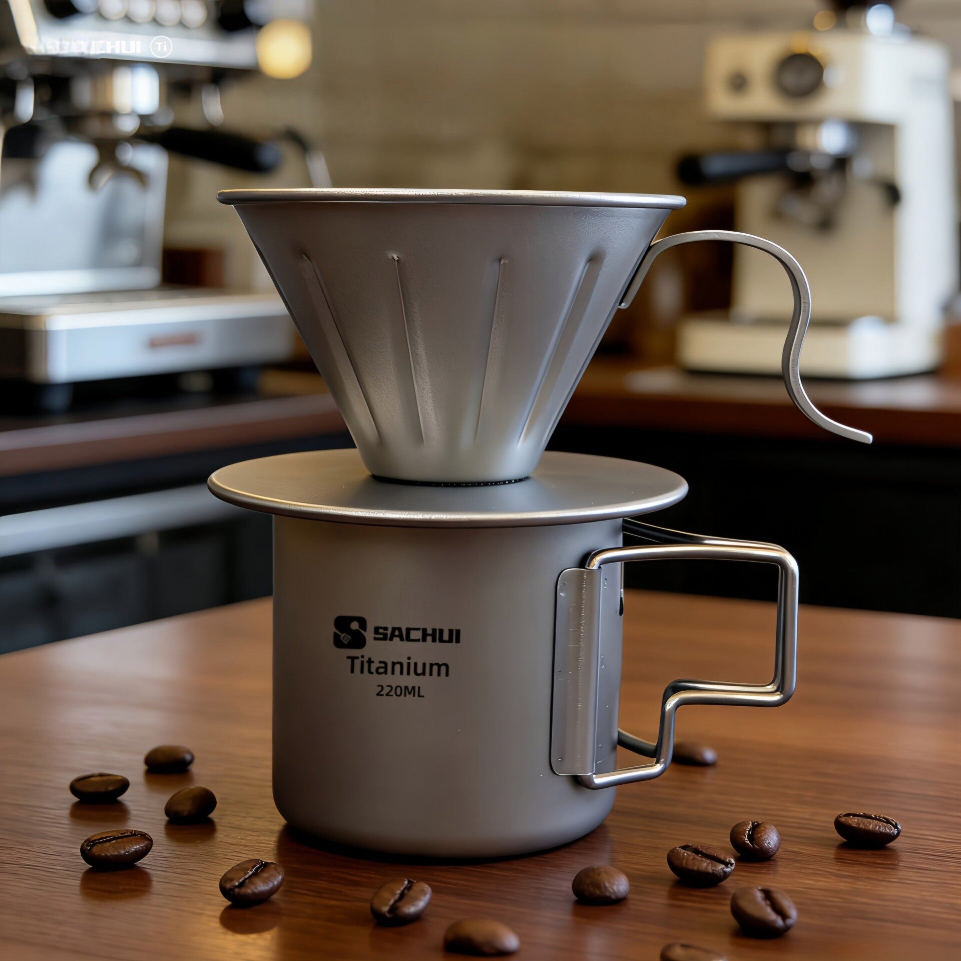 Pure titanium pour-over coffee filter cup, V-shaped coffee cone, V60 coffee equipment accessories