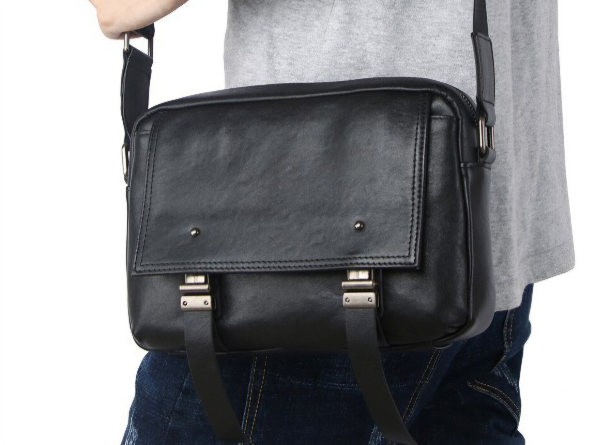 Retro-style men's handmade leather bag made of top-grain cowhide, men's crossbody bag, men's shoulder bag