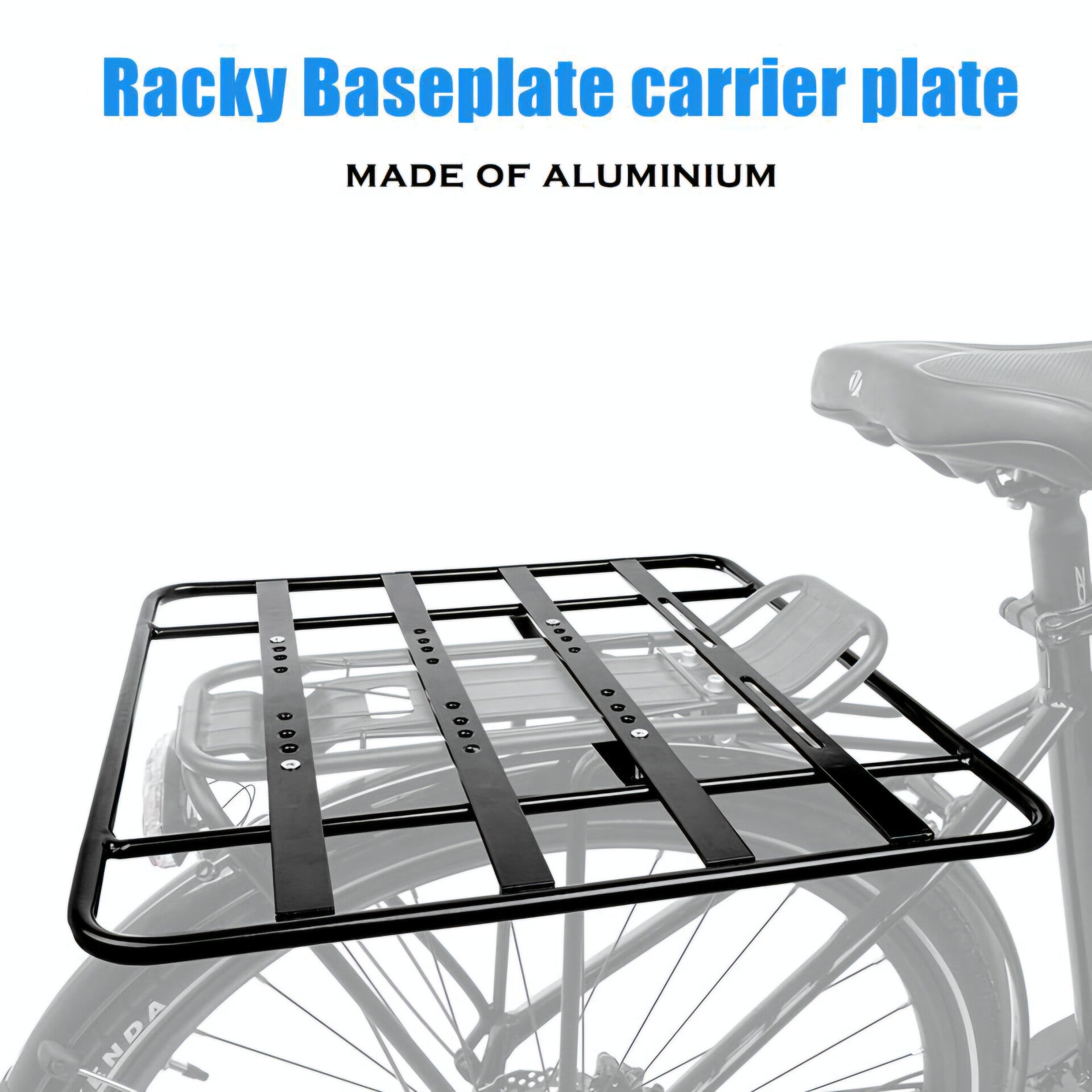 Widened rear rack for city commuter bikes, aluminum alloy rear magazine rack for long-distance bicycles, and enlarged tail box.