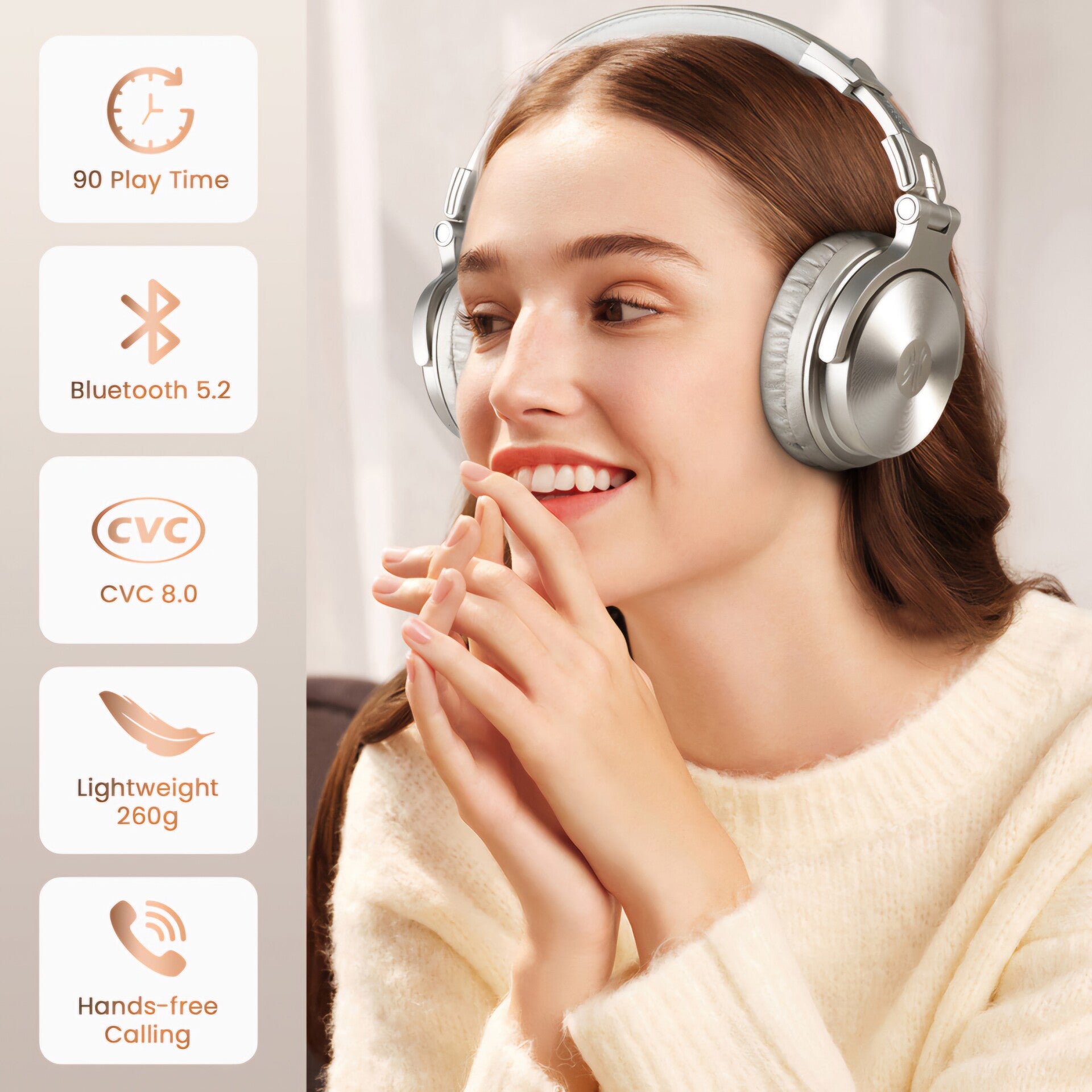 OneOdio Pro C Wireless Bluetooth Headphones with Microphone for Sports, Gaming, and Calls