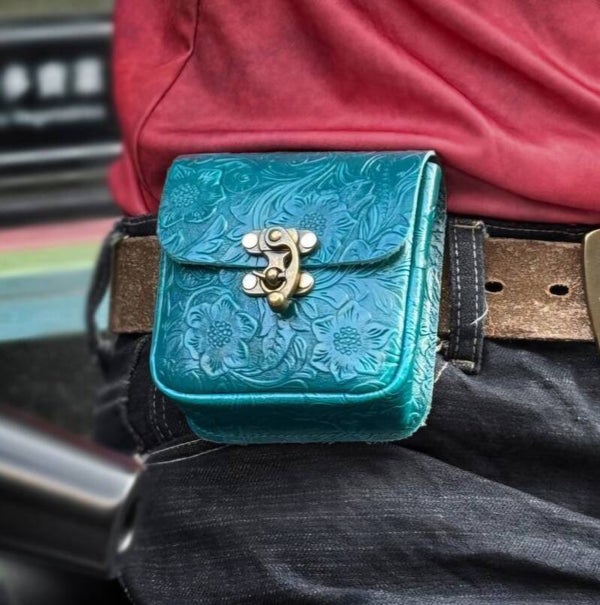 Full-Grain Leather coin purse, handmade genuine leather waist bag, cigarette case storage bag, earphone bag