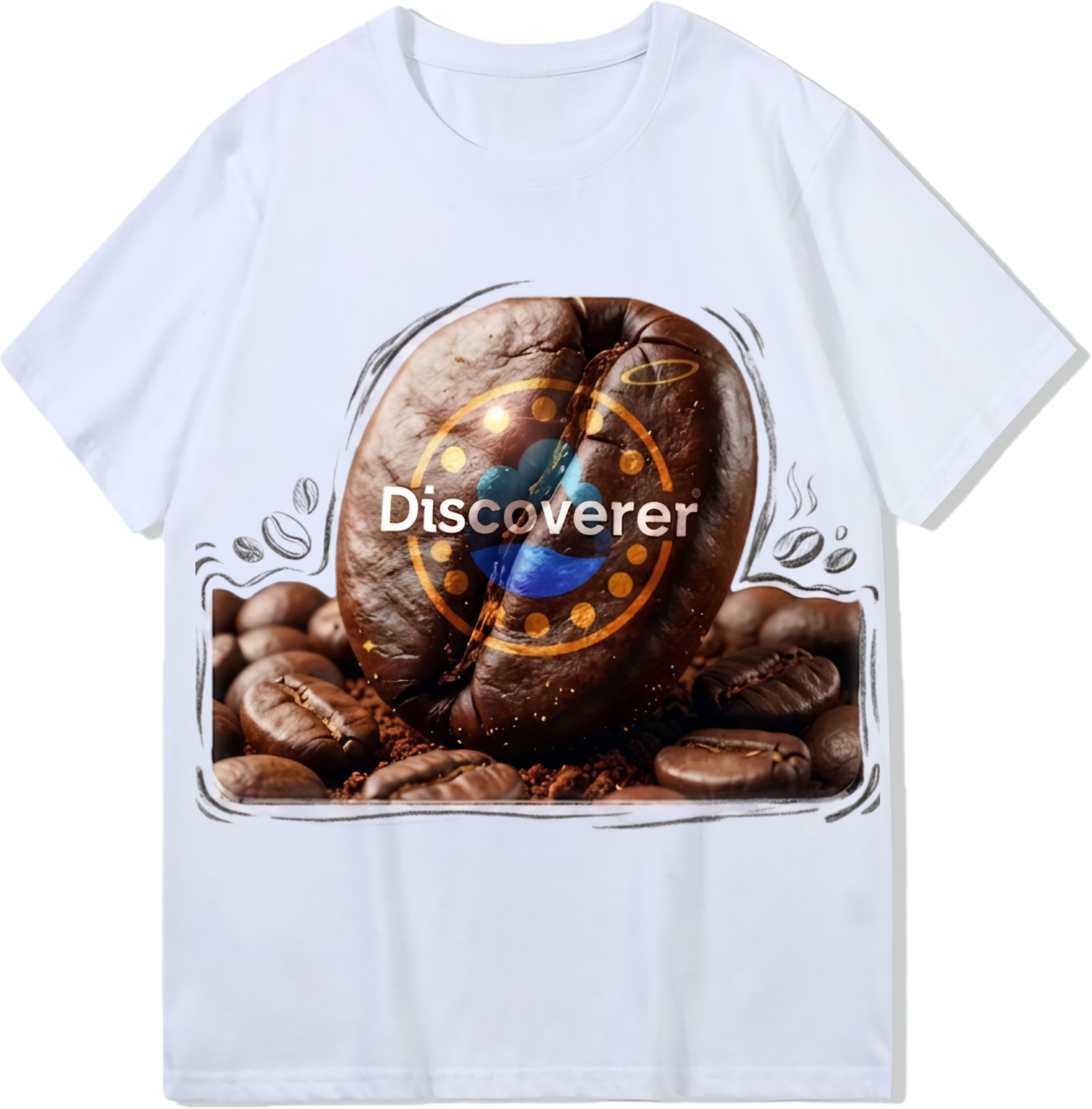 Coffee bean, Heavy weight 300GSM optical Illusion 100% cotton T-shirt ​digital textile printing